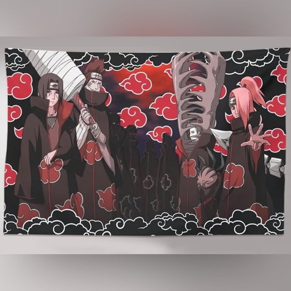 Naruto Anime Wall Tapestry with Red and Black Design - Picture 1 of 4